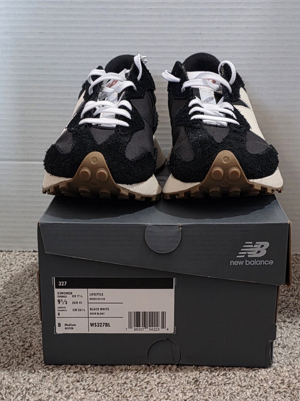 Like New - New Balance 327 Sneaker - Black, White, Gum